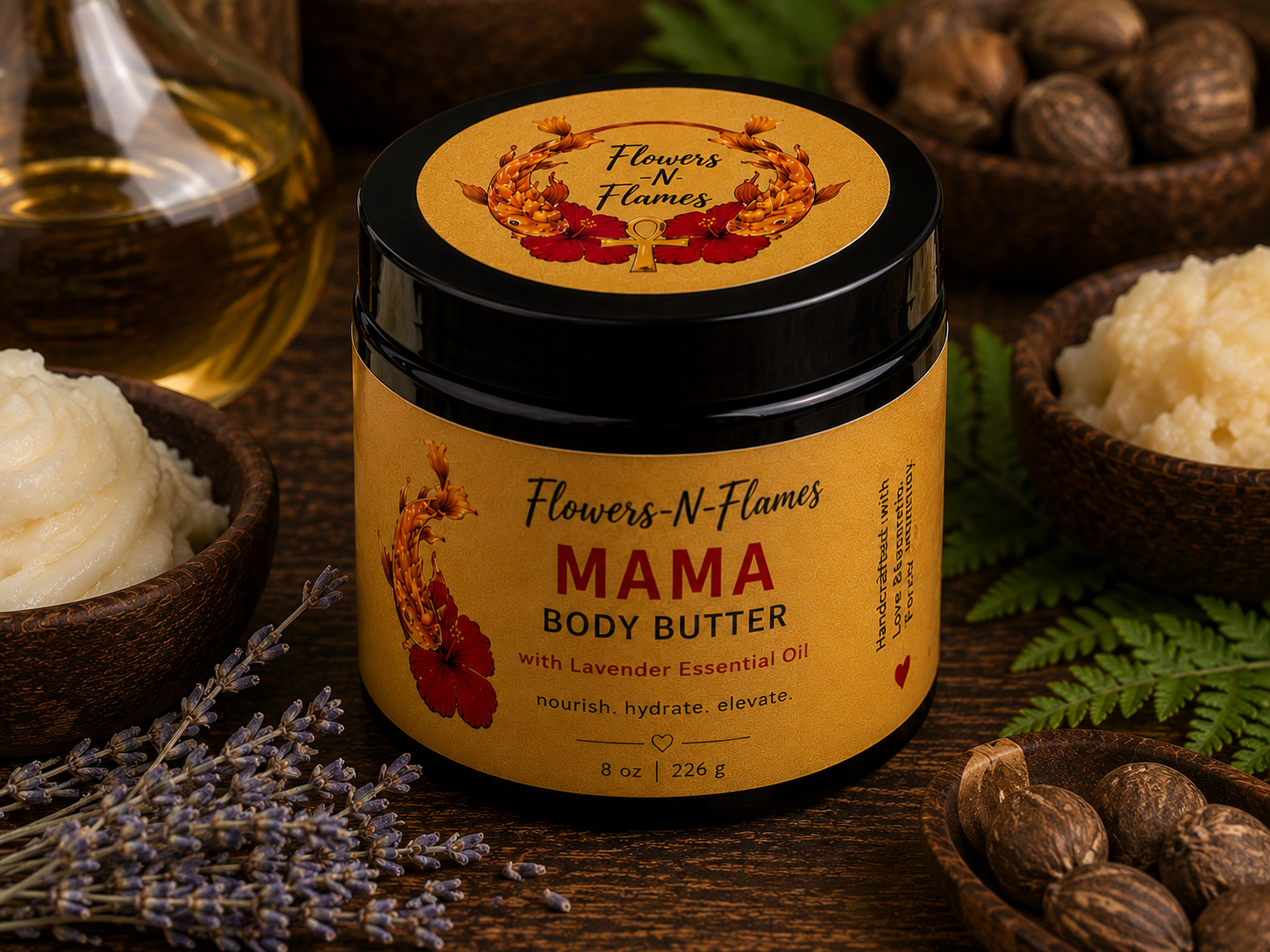 Deeply nourish your skin with Mama Body Butter. Handcrafted with shea butter, botanical oils, and lavender essential oil for lasting moisture during pregnancy and postpartum.